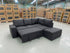 Denzo RHF Chaise Lounge With Trundle Bed & Storage Ottoman Soft Black Rhino