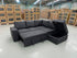 Denzo RHF Chaise Lounge With Trundle Bed & Storage Ottoman Soft Black Rhino