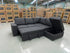 Denzo RHF Chaise Lounge With Trundle Bed & Storage Ottoman Soft Black Rhino