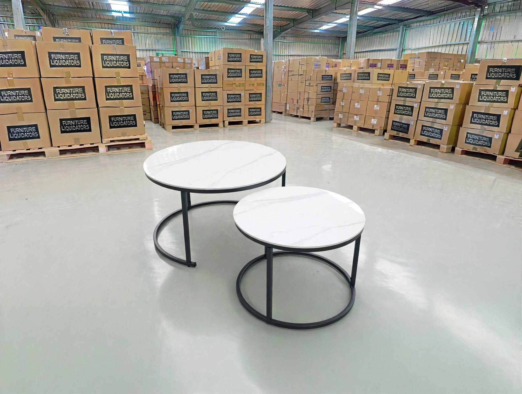 Stacy 2 PCE Coffee Table Set Sintered Stone Top Black Frame