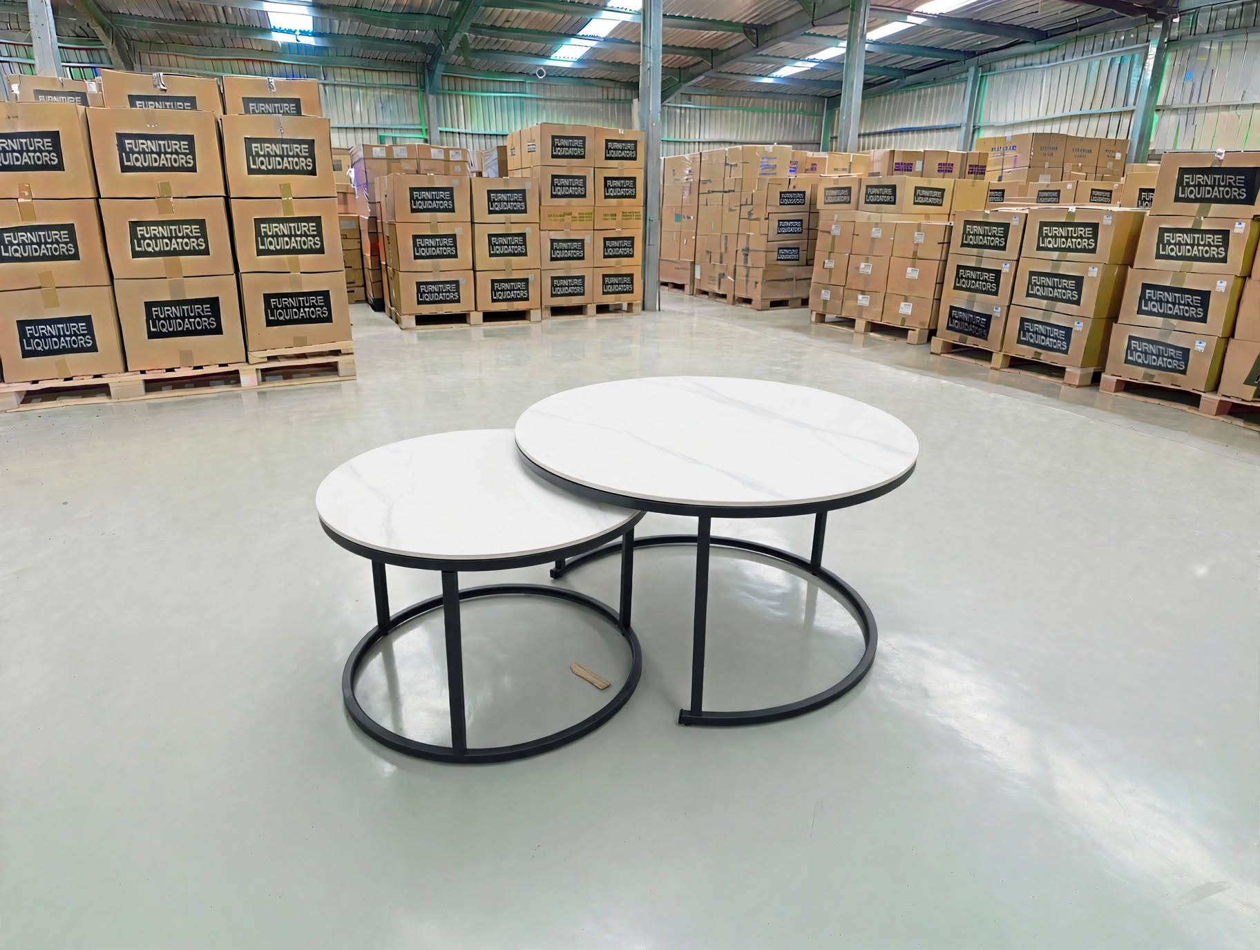 Stacy 2 PCE Coffee Table Set Sintered Stone Top Black Frame