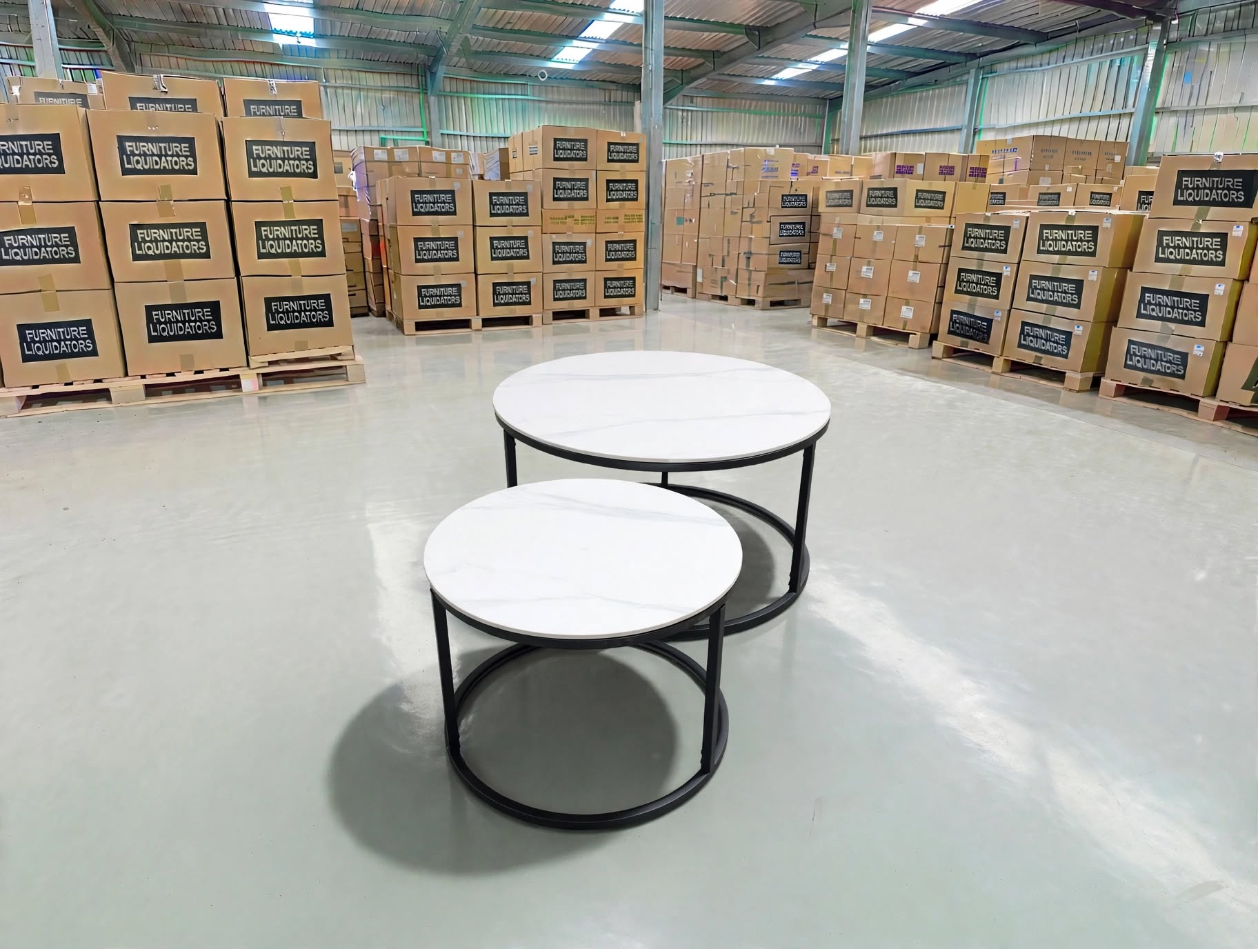 Stacy 2 PCE Coffee Table Set Sintered Stone Top Black Frame