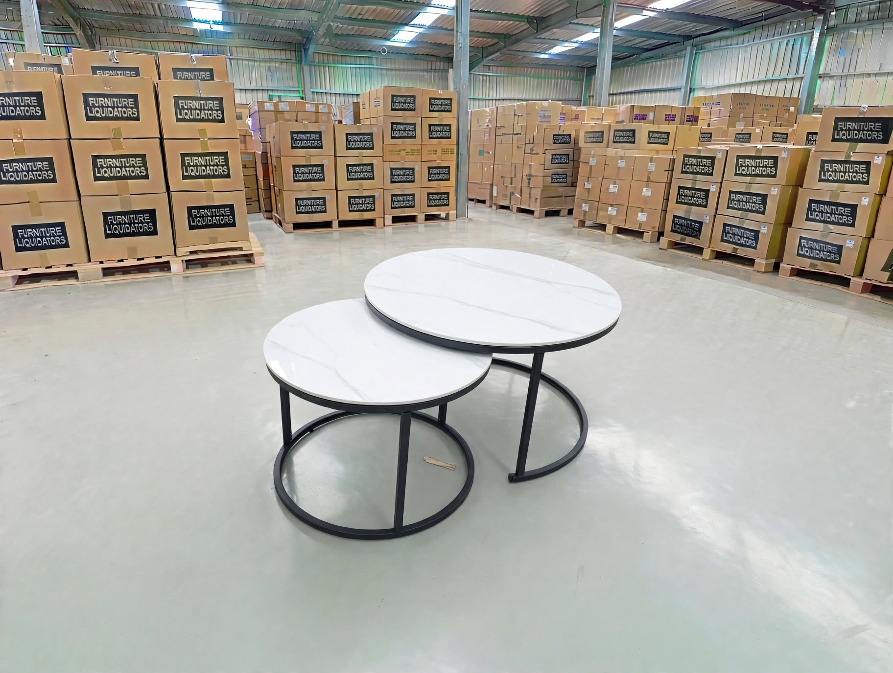Stacy 2 PCE Coffee Table Set Sintered Stone Top Black Frame