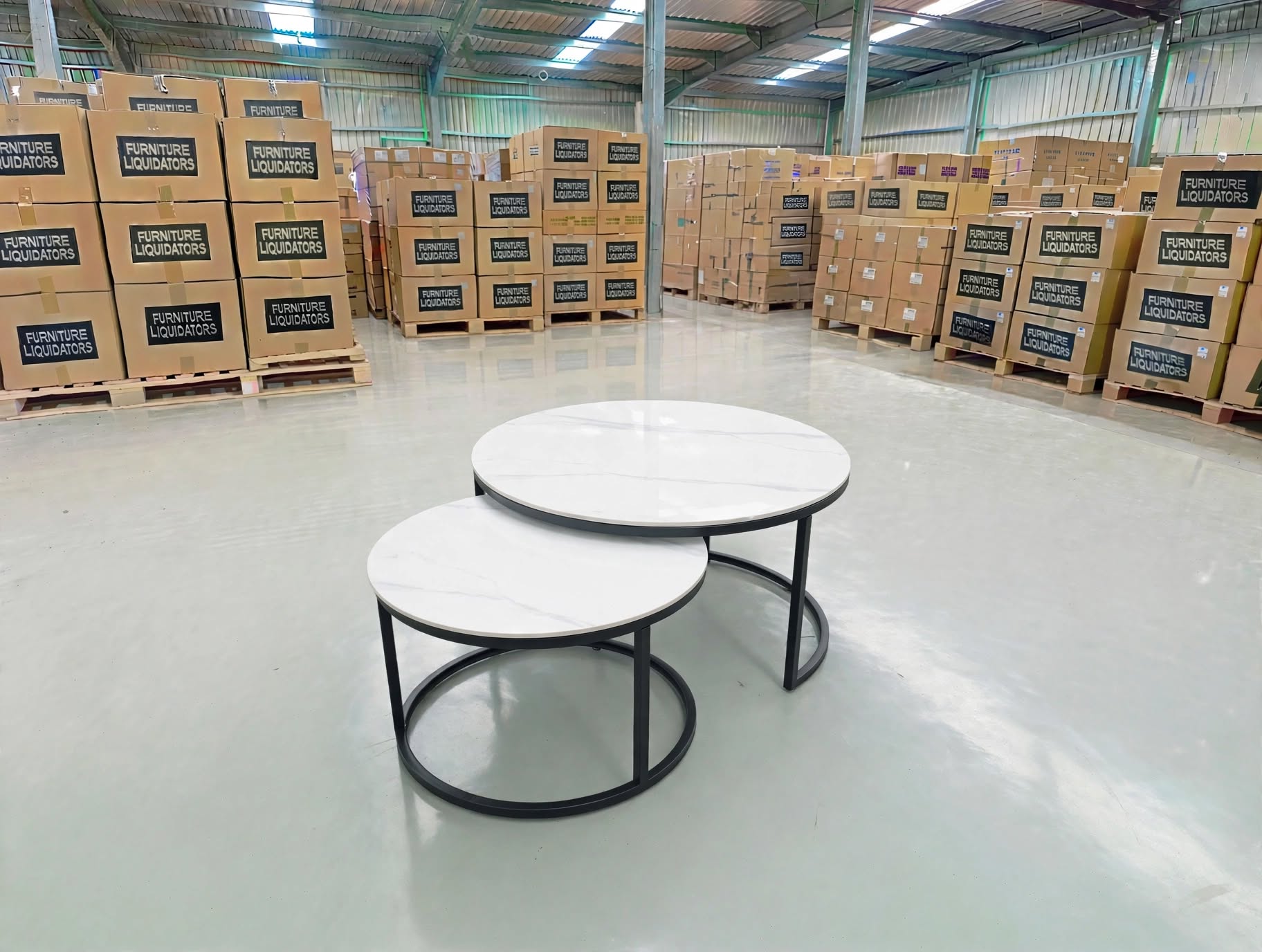 Stacy 2 PCE Coffee Table Set Sintered Stone Top Black Frame