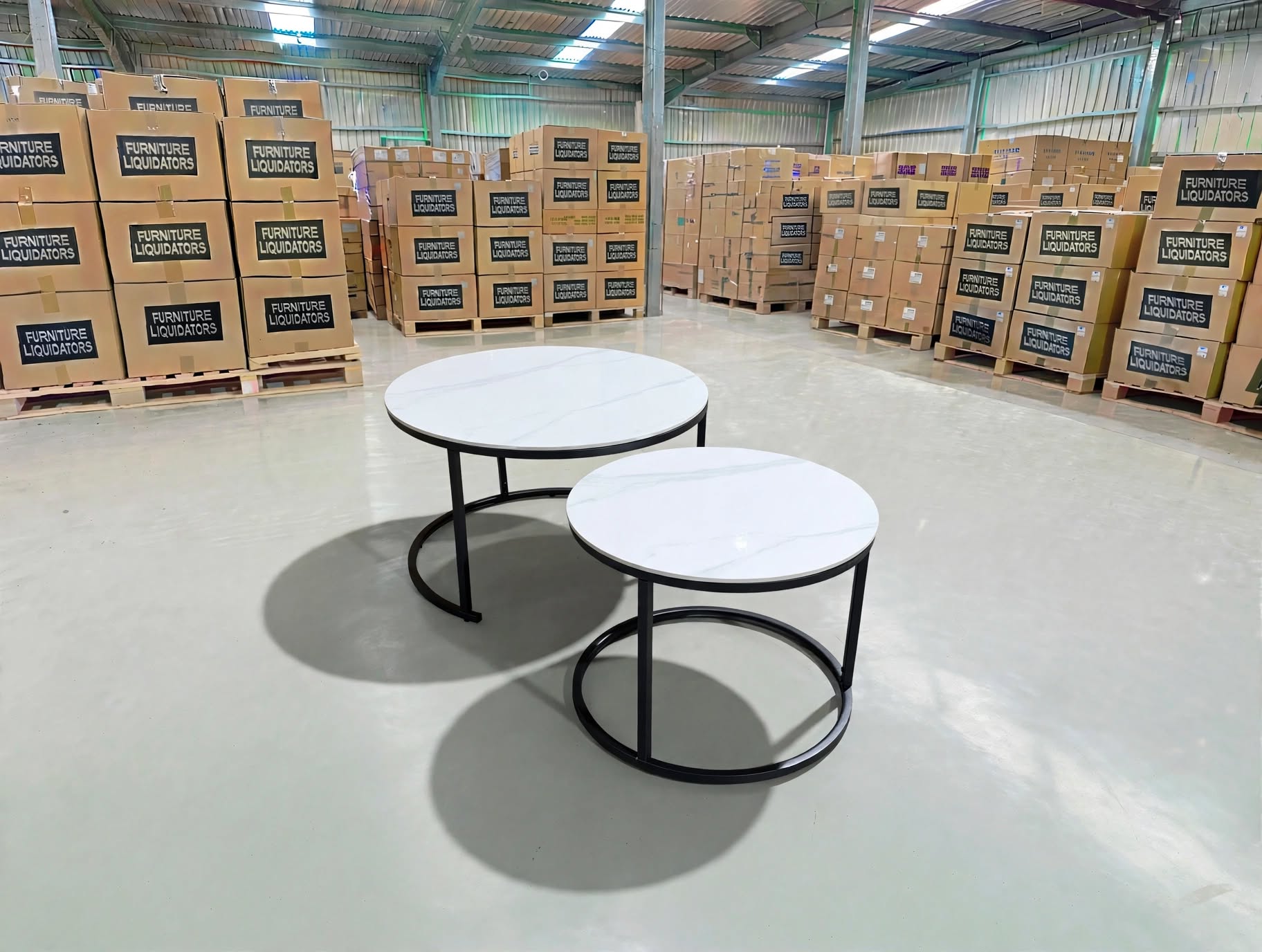 Stacy 2 PCE Coffee Table Set Sintered Stone Top Black Frame