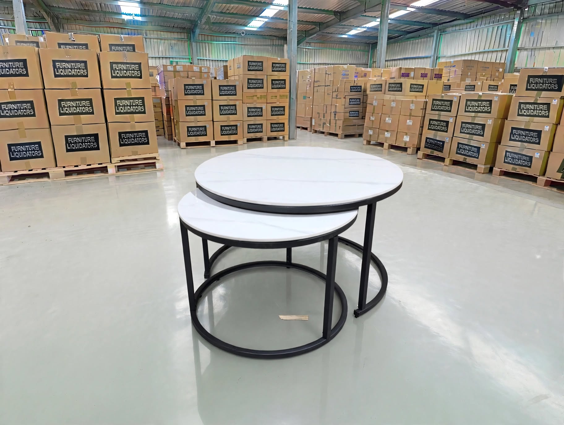 Stacy 2 PCE Coffee Table Set Sintered Stone Top Black Frame