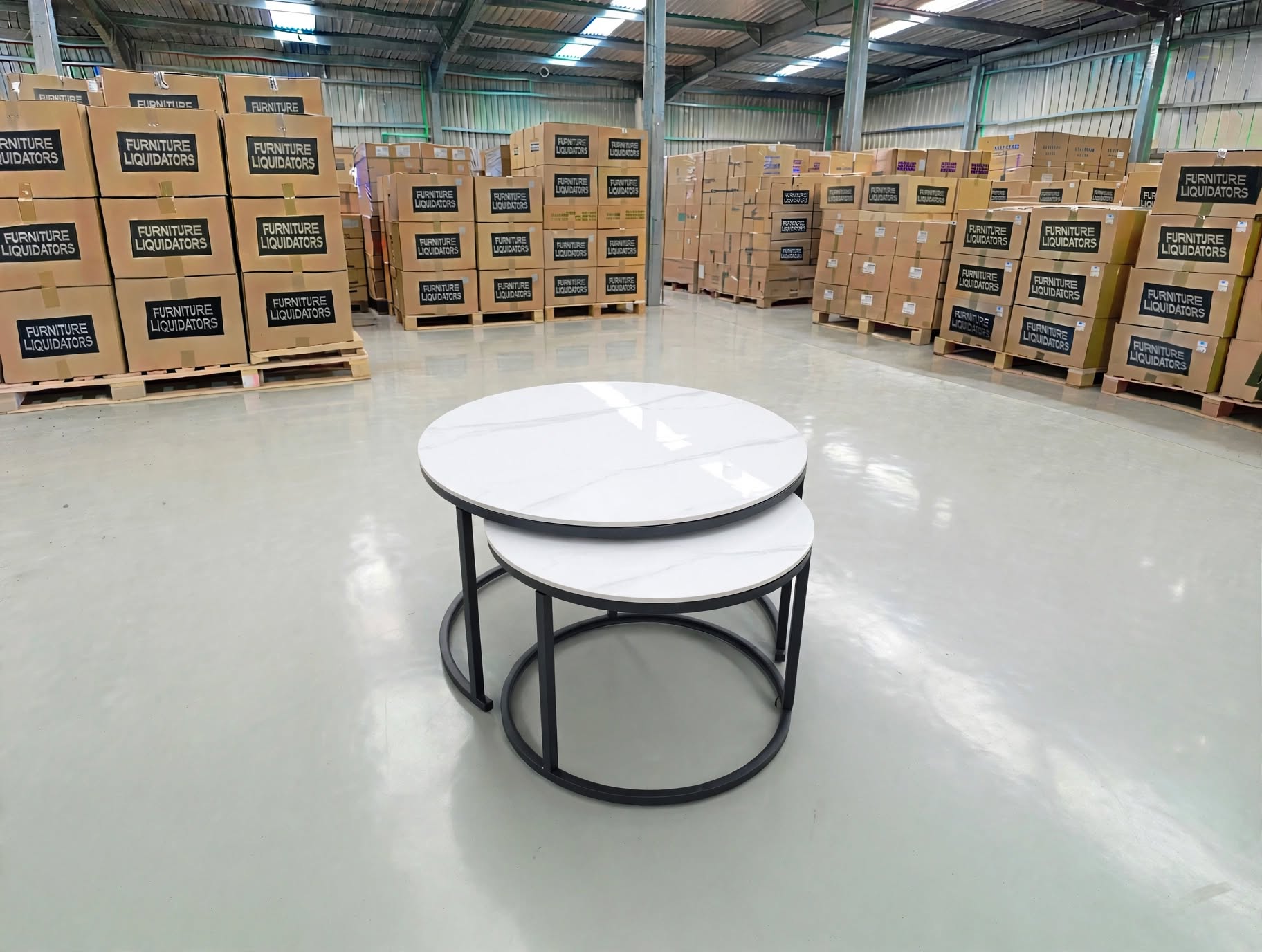 Stacy 2 PCE Coffee Table Set Sintered Stone Top Black Frame