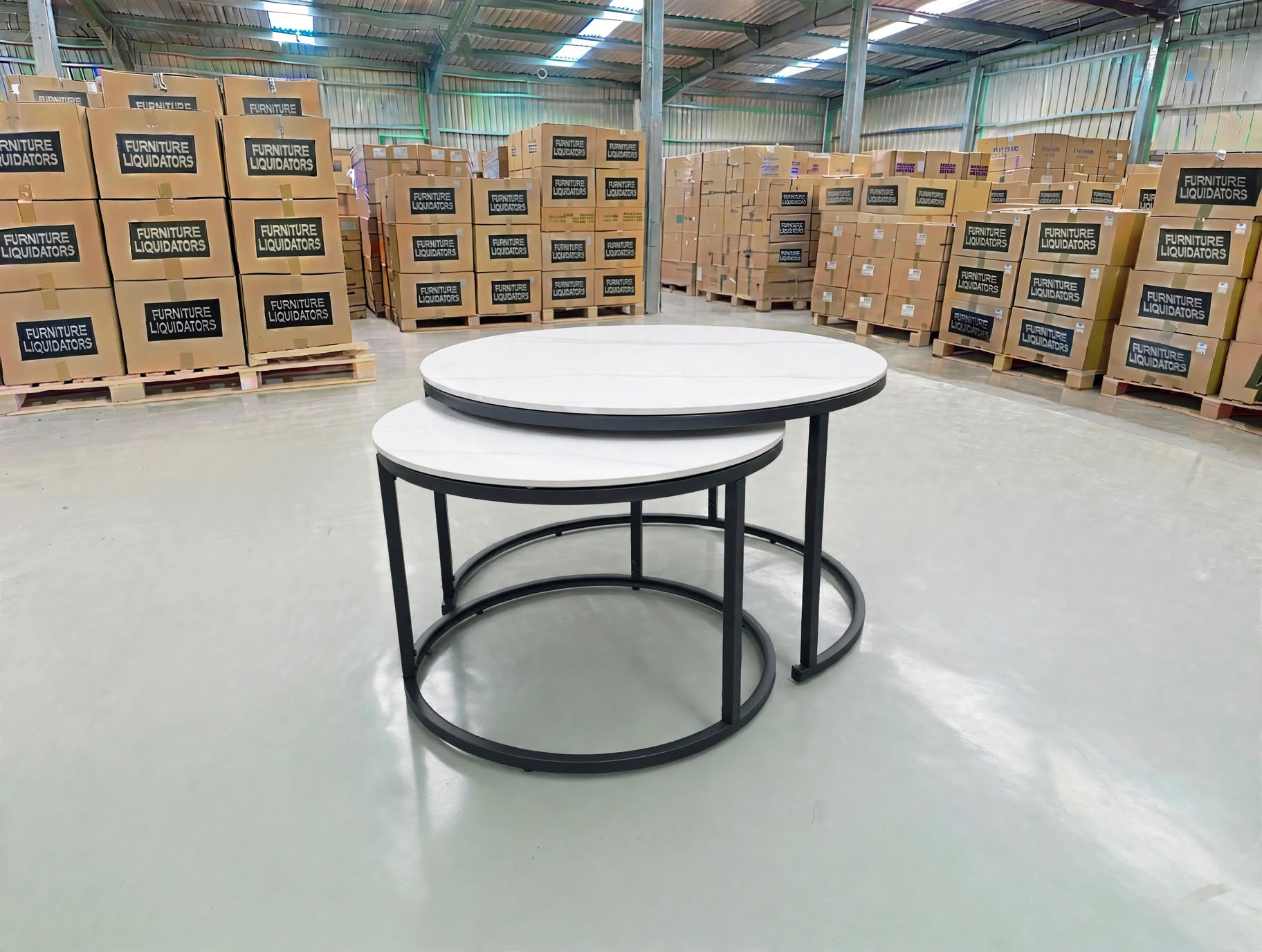 Stacy 2 PCE Coffee Table Set Sintered Stone Top Black Frame