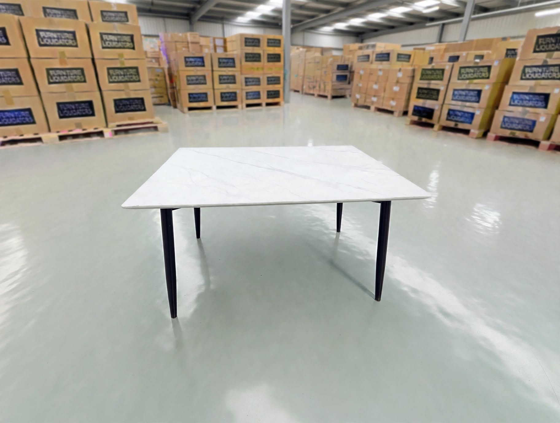 Stacy 1200x700 Sintered Stone Table Black Metal Frame