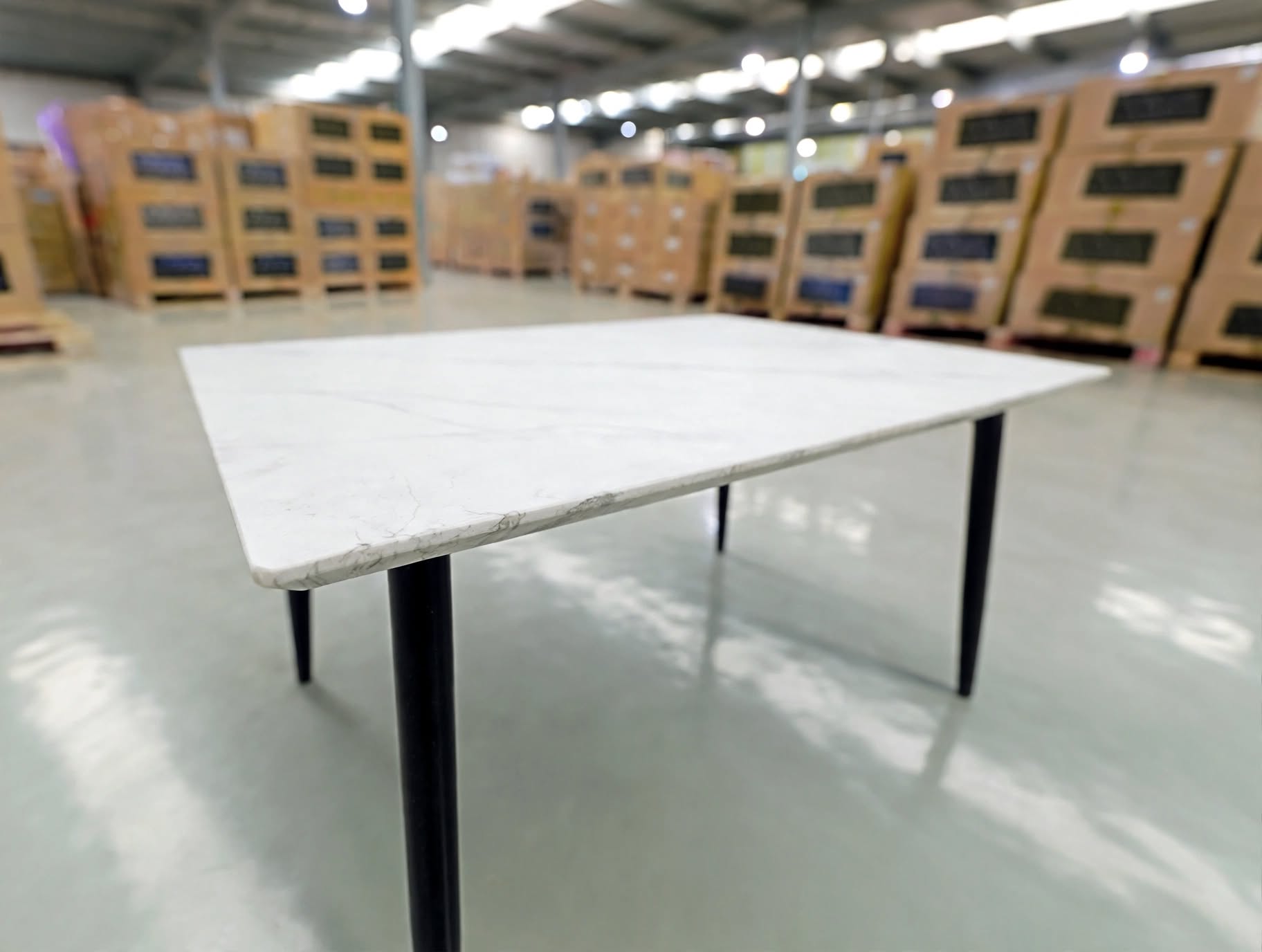 Stacy 1200x700 Sintered Stone Table Black Metal Frame