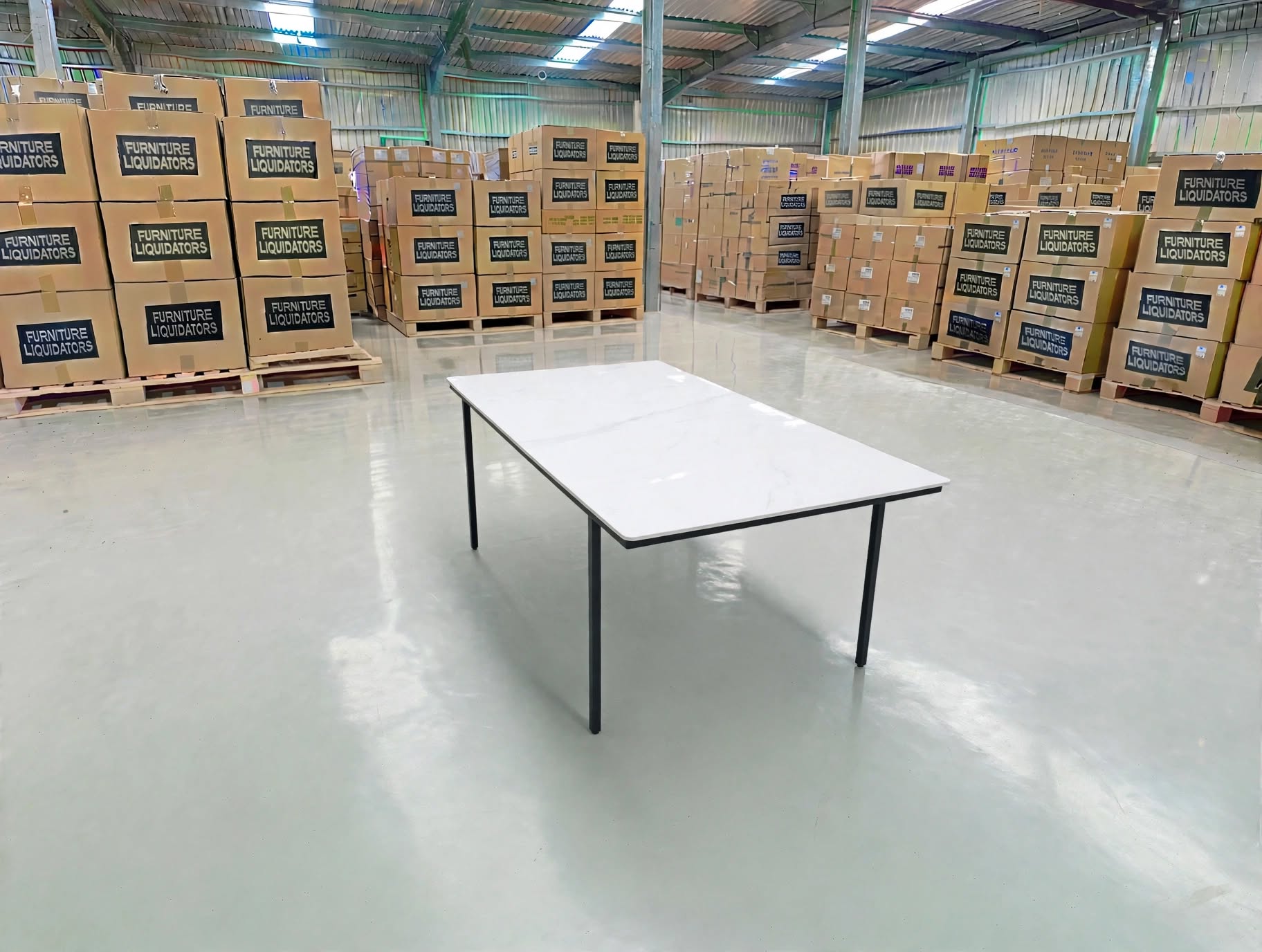 Stacy 1800x900 Sintered Stone Table Black Metal Frame