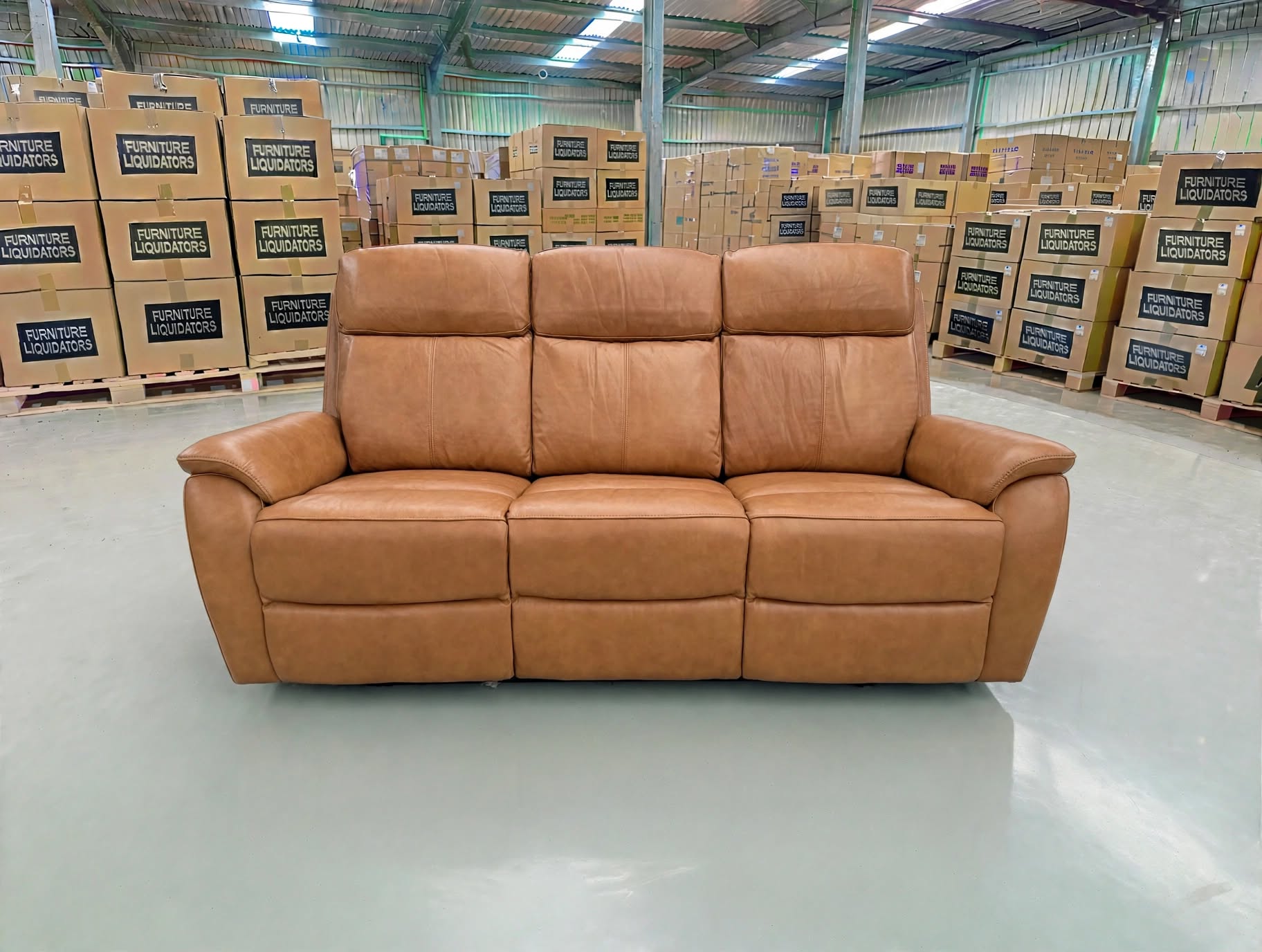 Icon 3 seater with Triple Mech Electric Seat, Headrest & Lumbar In Tan