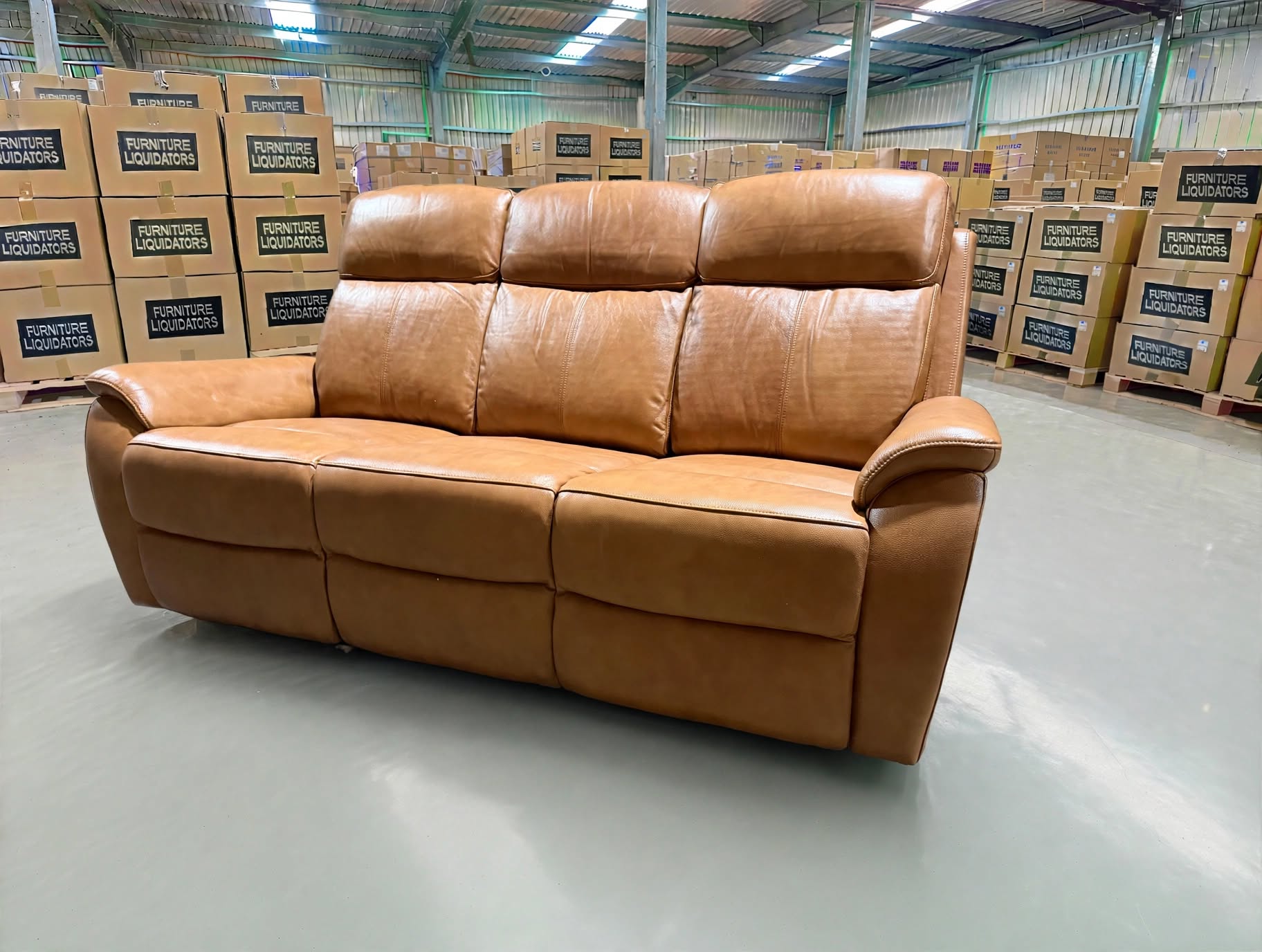 Icon 3 seater with Triple Mech Electric Seat, Headrest & Lumbar In Tan