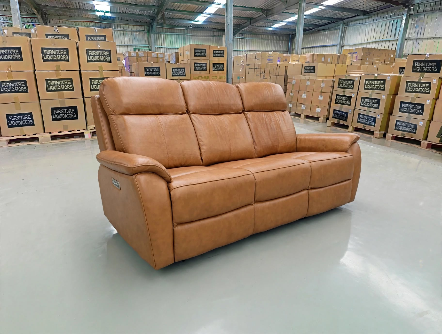 Icon 3 seater with Triple Mech Electric Seat, Headrest & Lumbar In Tan