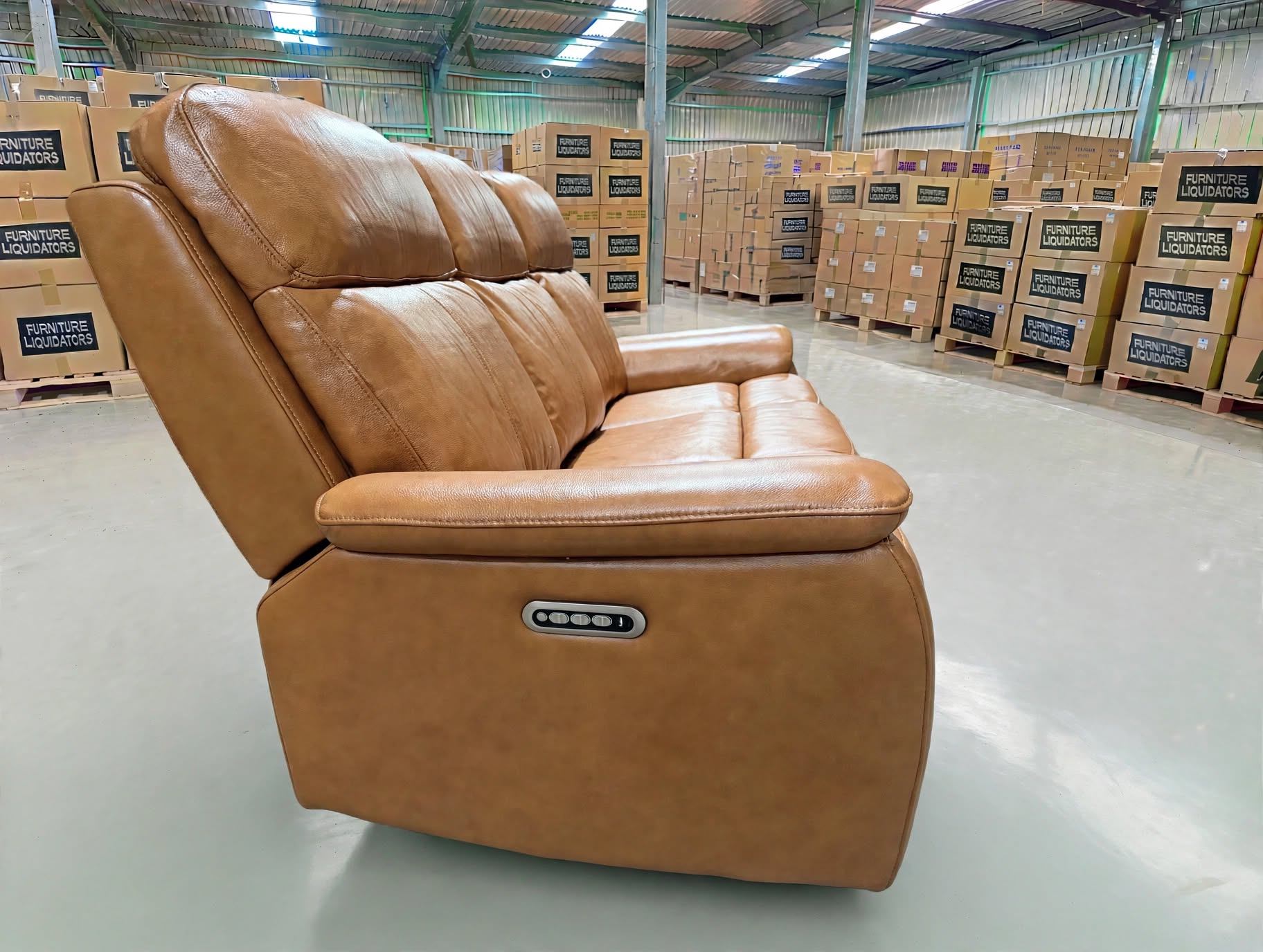 Icon 3 seater with Triple Mech Electric Seat, Headrest & Lumbar In Tan