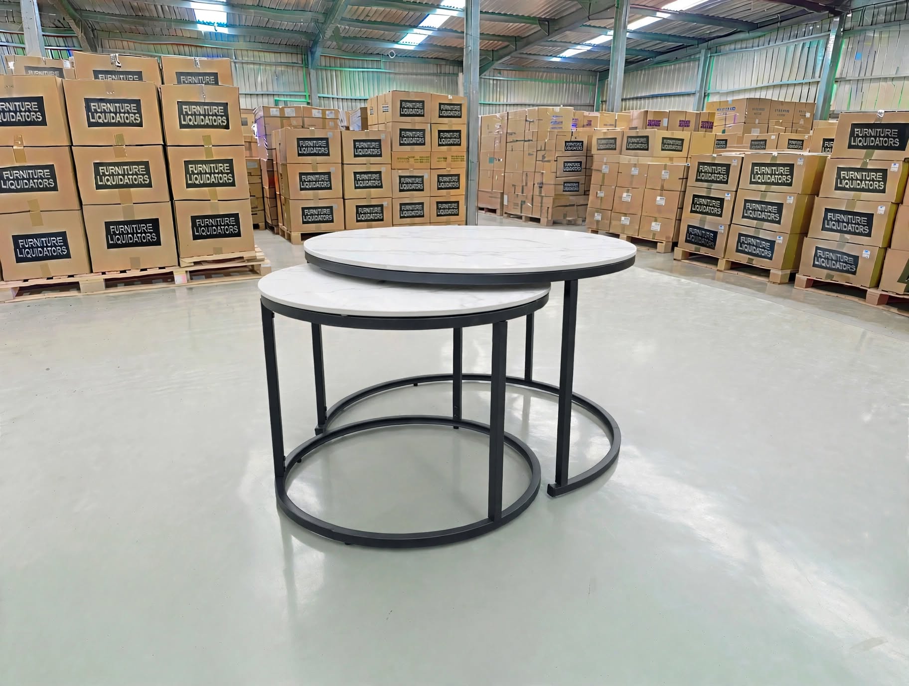 Stacy 2 PCE Coffee Table Set Sintered Stone Top Black Frame