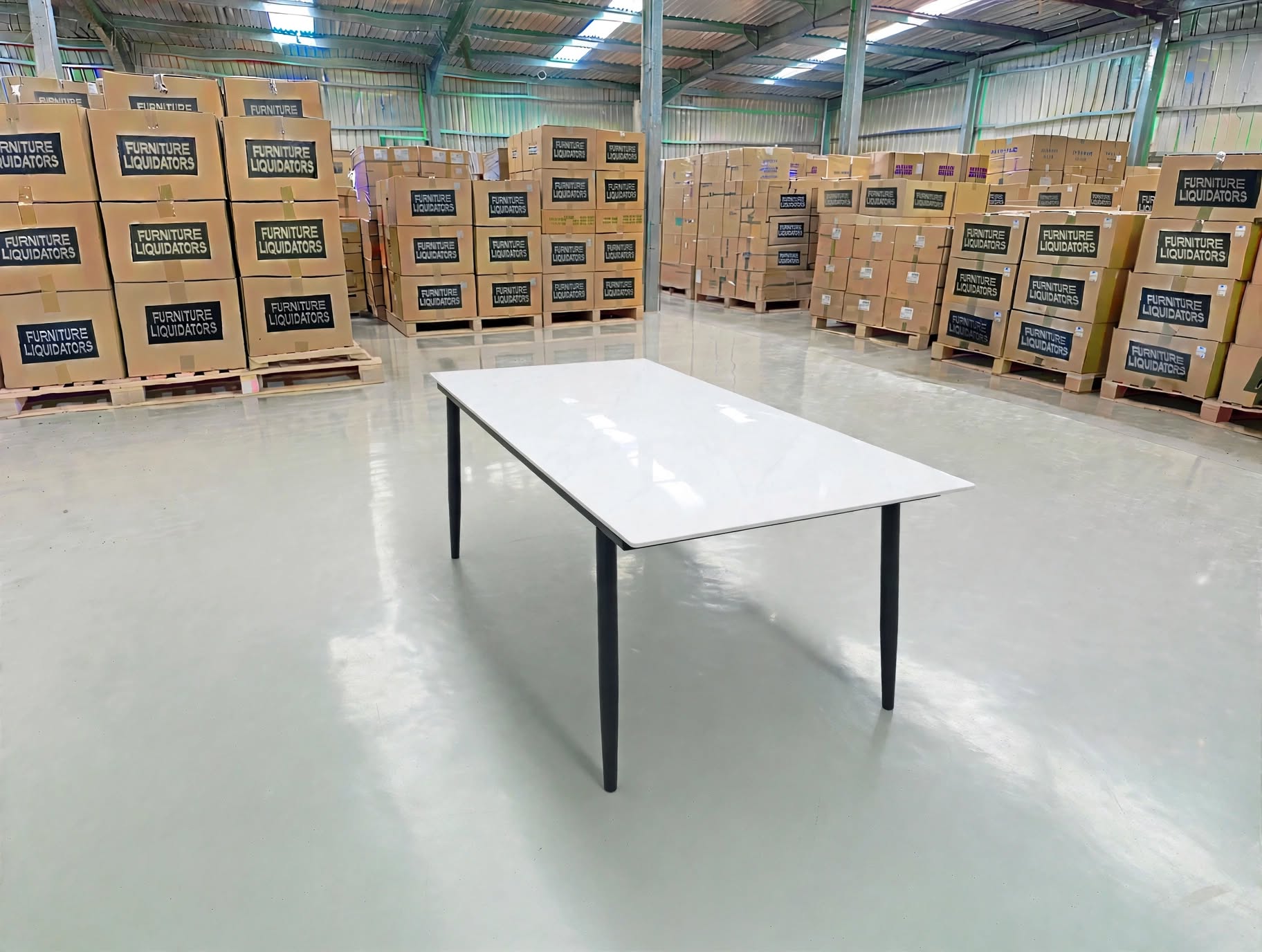 Stacy 1800x900 Sintered Stone Table Black Metal Frame