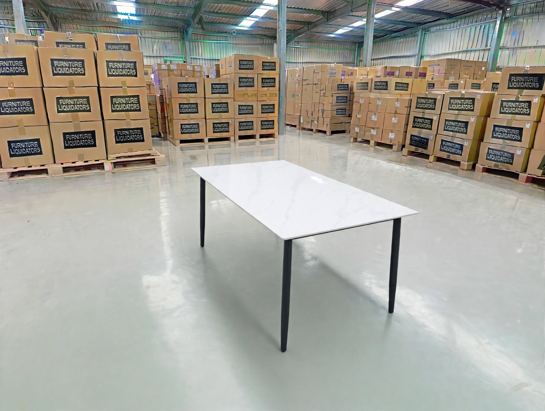 Stacy 1800x900 Sintered Stone Table Black Metal Frame
