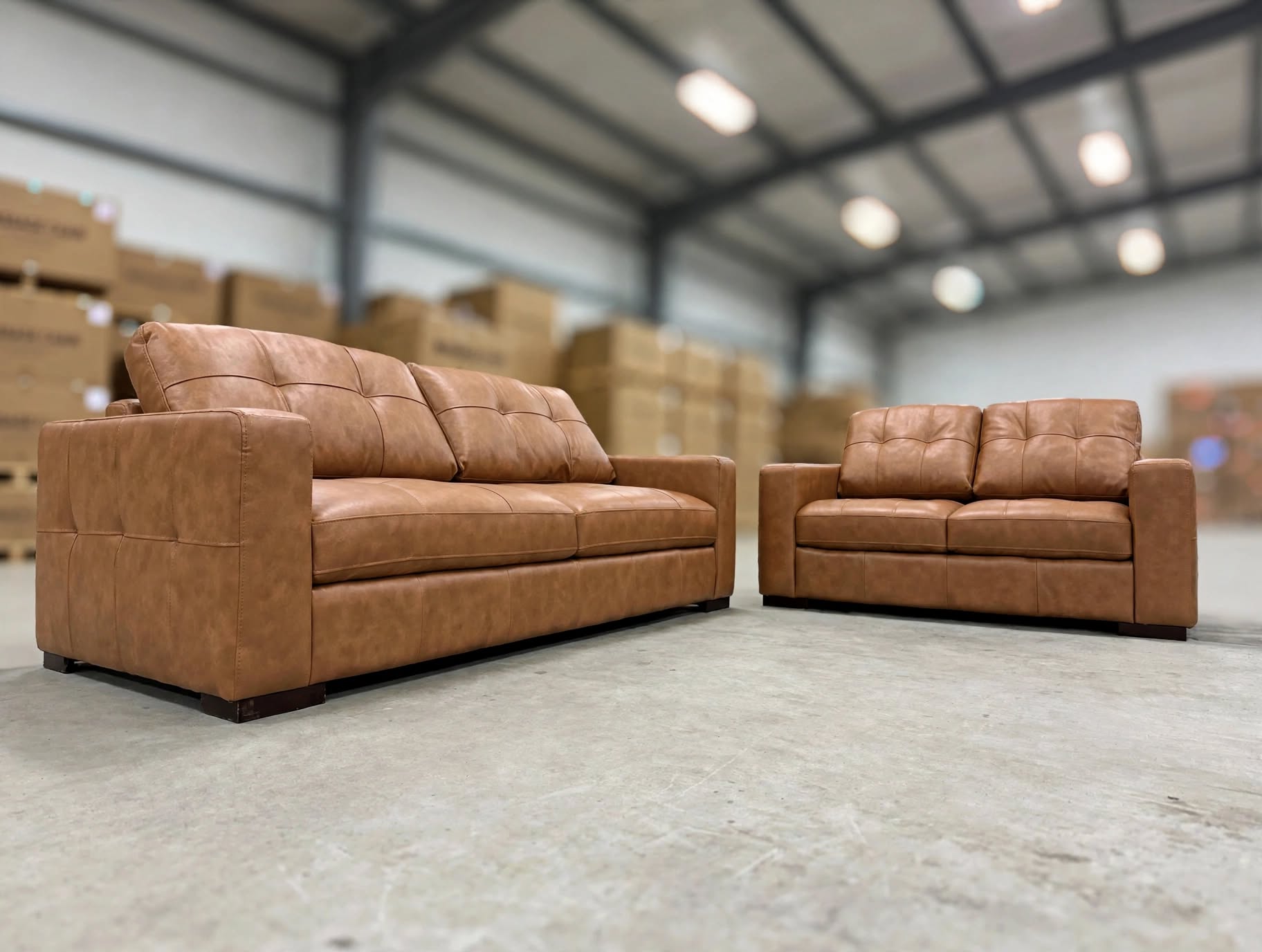 Abbie 3+2 Full Leather Lounge Tan Colour